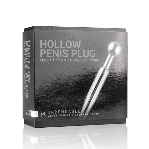 Серебристый уретральный стимулятор со съемным верхом Sinner Hollow Metal Penis Plug - 9 см.